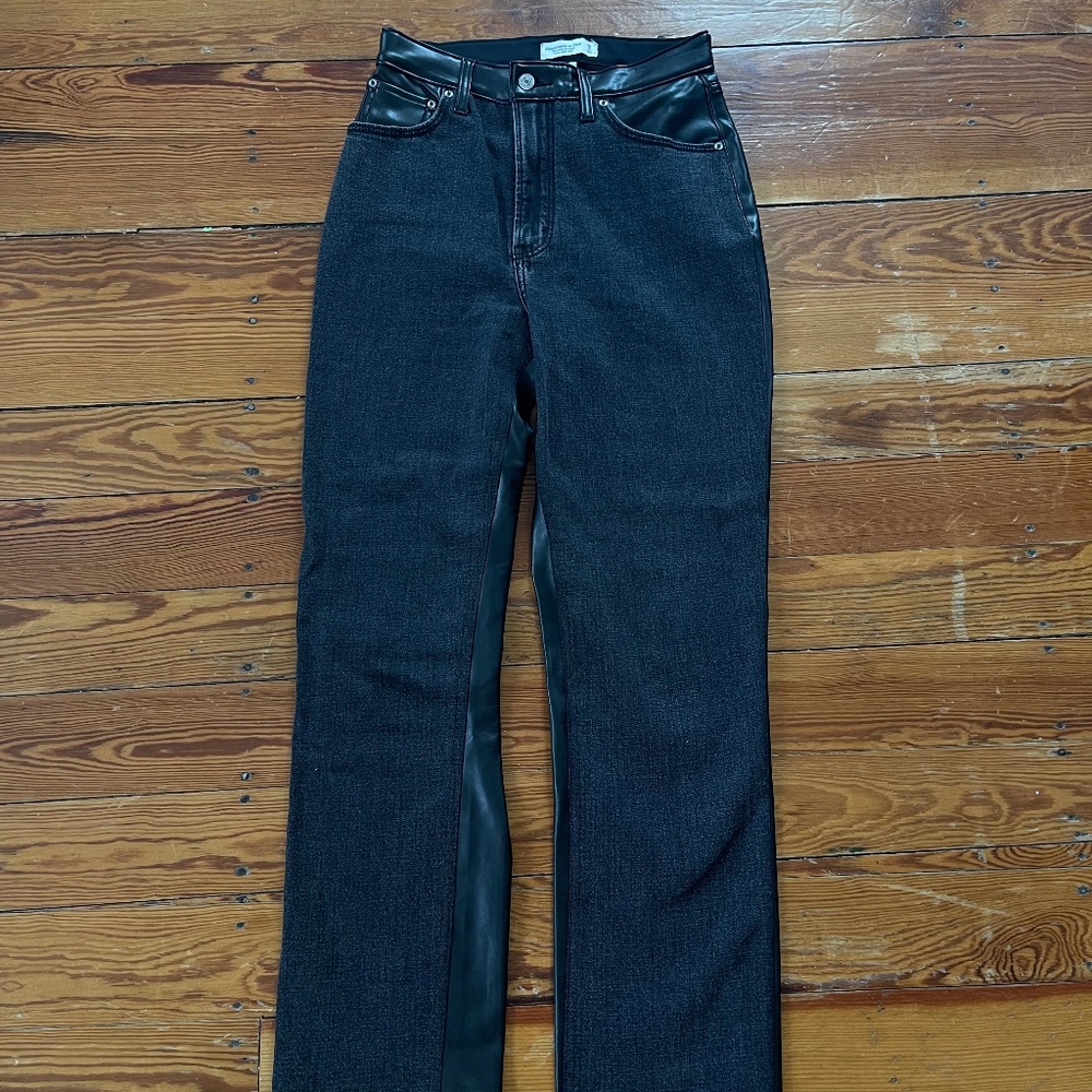 Abercrombie & Fitch 28/6L the ankle straight ultra hose rise curve love in black